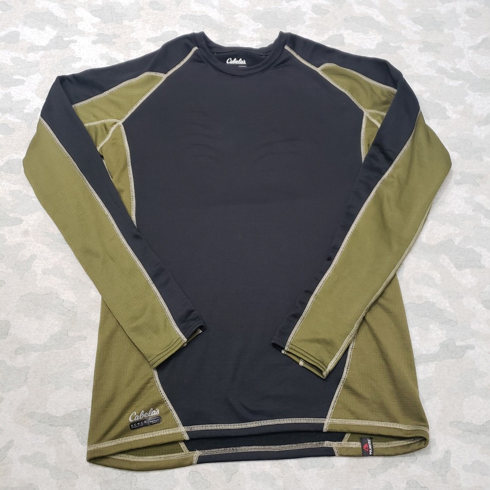 Cabelas Base Layer Shirt Men XL Tall Black Pullover Outdoors Hiking Hunting